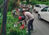 Polsek dan Kecamatan Petir Aksi Bersih Lingkungan di Jalan Raya Petir–Tunjung Teja
