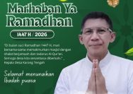 Kepala Desa Karang Tengah, H. Koswara Sip, menyampaikan ucapan Marhaban Ya Ramadhan 1447 H/2026 serta mengajak masyarakat meningkatkan ibadah dan memakmurkan masjid selama bulan suci Ramadhan.