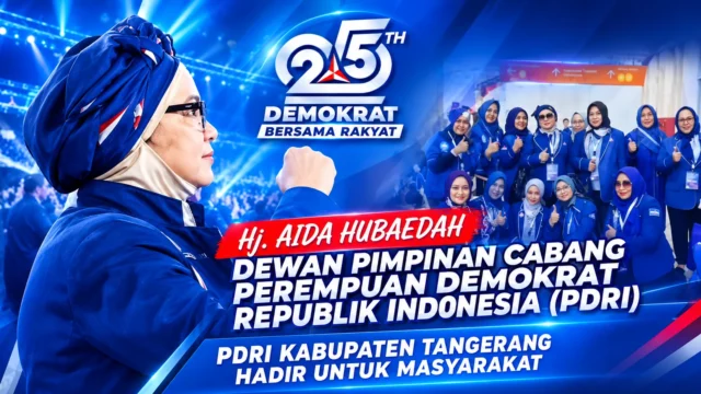 Hj Aida Hubaedah hadir bersama kader PDRI dalam peringatan HUT ke-25 Partai Demokrat sekaligus mempererat silaturahmi