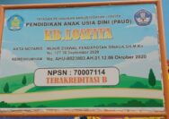 Papan identitas PAUD KB Losfita, Desa Kebon Cau, Kabupaten Serang. (Foto: Baratv.id)