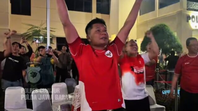 Timnas Indonesia Juara FIFA ASEAN Cup 2026, Nobar Polres Cianjur Berlangsung Meriah