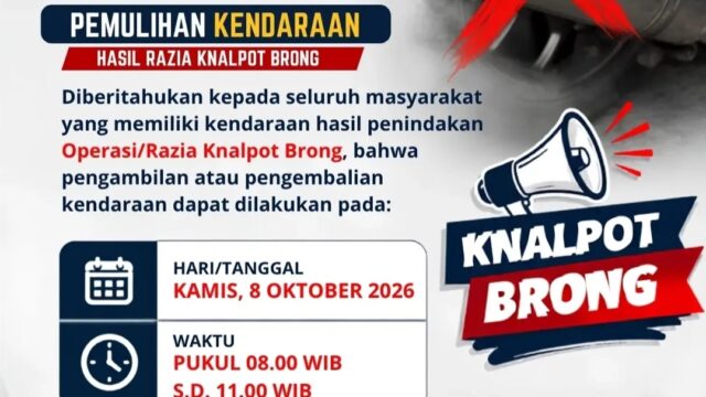 Pemilik Kendaraan Knalpot Brong Diminta Bawa Dokumen Saat Pengambilan